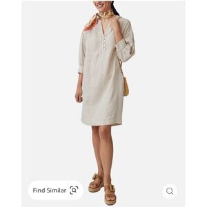 NWT J. McLaughlin Size Small Nylee Beige 100% Linen 3/4 Length Sleeve Dress